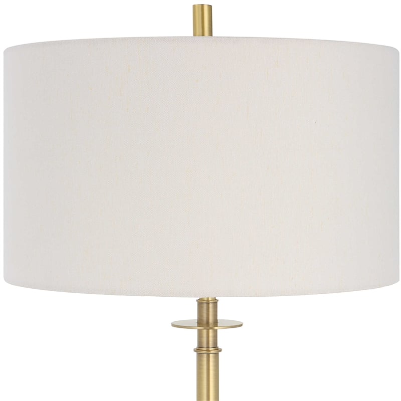 Uttermost Guard Transitional Metal Marble and Fabric Floor Lamp in Brass/Gold