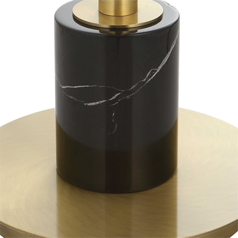 Uttermost Guard Transitional Metal Marble and Fabric Floor Lamp in Brass/Gold