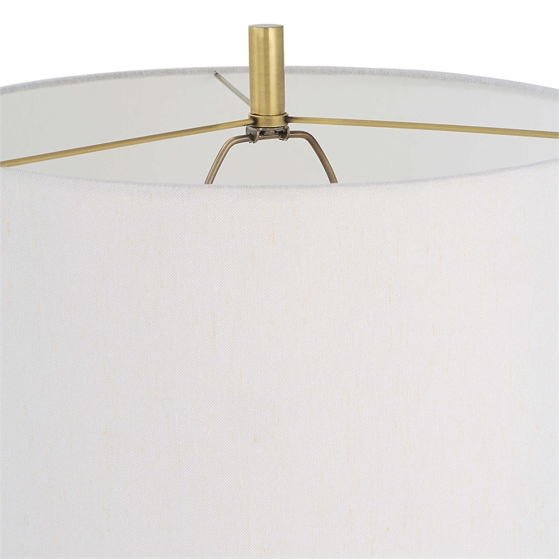 Uttermost Guard Transitional Metal Marble and Fabric Floor Lamp in Brass/Gold