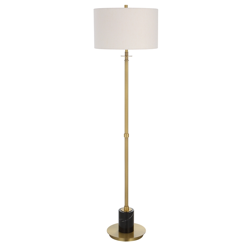 Uttermost Guard Transitional Metal Marble and Fabric Floor Lamp in Brass/Gold