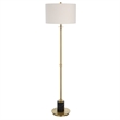 Uttermost Guard Transitional Metal Marble and Fabric Floor Lamp in Brass/Gold
