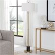 Uttermost Guard Transitional Metal Marble and Fabric Floor Lamp in Brass/Gold