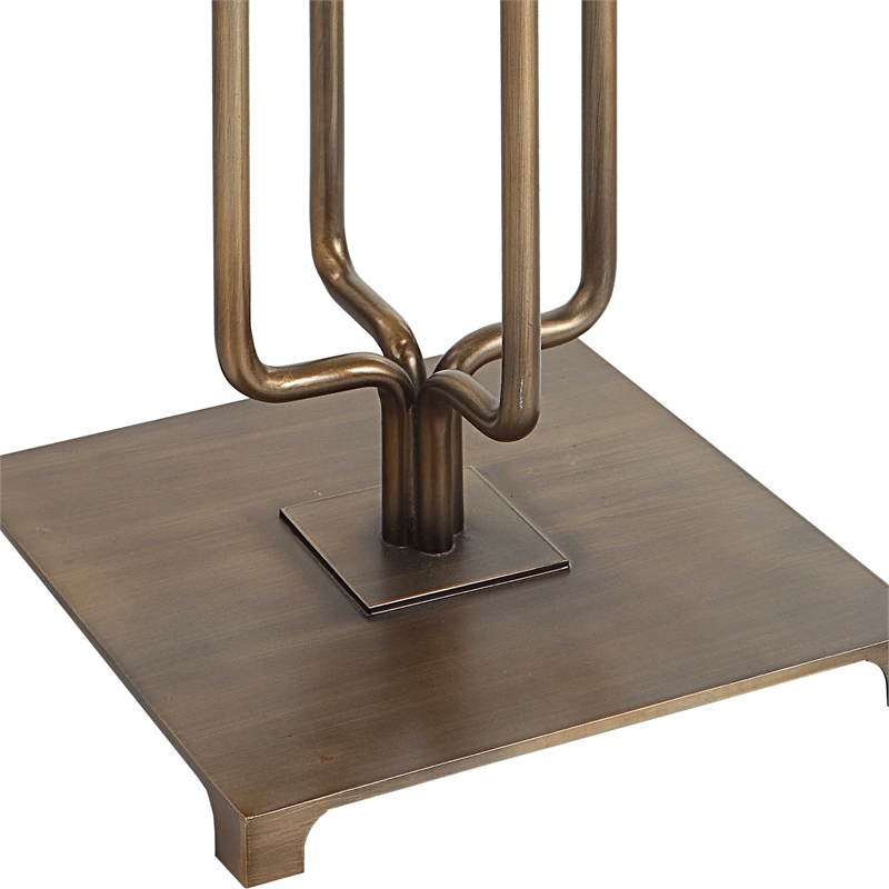 Uttermost Link Transitional Metal and Fabric Floor Lamp in Brass/Gold