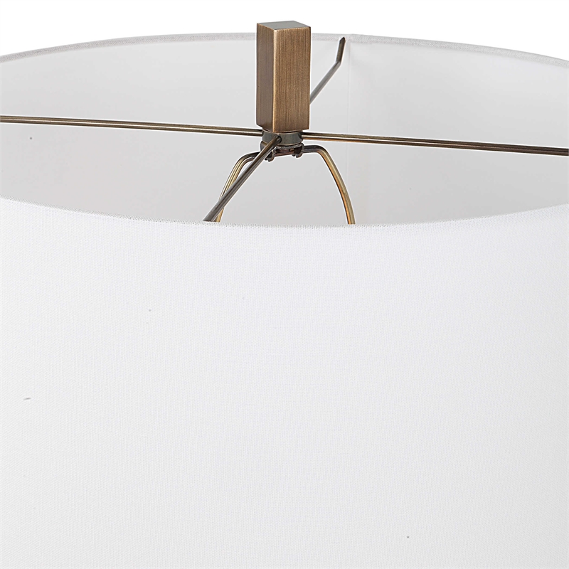 Uttermost Link Transitional Metal and Fabric Floor Lamp in Brass/Gold