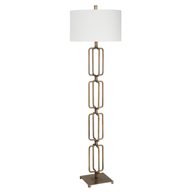 Uttermost Link Transitional Metal and Fabric Floor Lamp in Brass/Gold