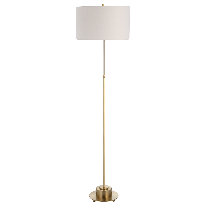 Uttermost Prominence Contemporary Metal and Fabric Floor Lamp in Brass/Gold