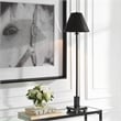Uttermost Pilot Contemporary Metal and Marble Buffet Lamp in Black