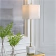 Uttermost Escort Contemporary Metal Marble and Fabric Buffet Lamp in Brass/Gold