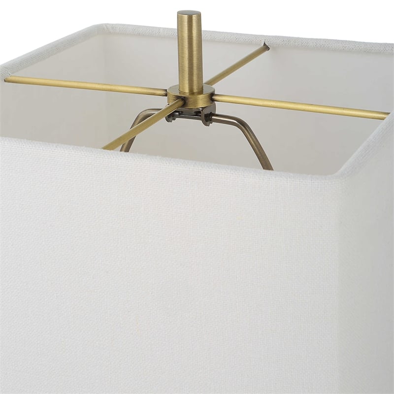 Uttermost Escort Contemporary Metal Marble and Fabric Buffet Lamp in Brass/Gold