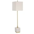 Uttermost Escort Contemporary Metal Marble and Fabric Buffet Lamp in Brass/Gold