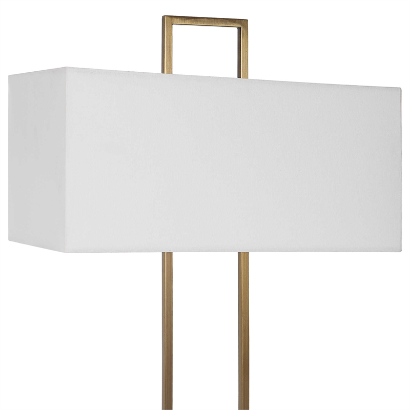 Uttermost Column Metal Steel and Marble Table Lamp in Brass/Gold/White