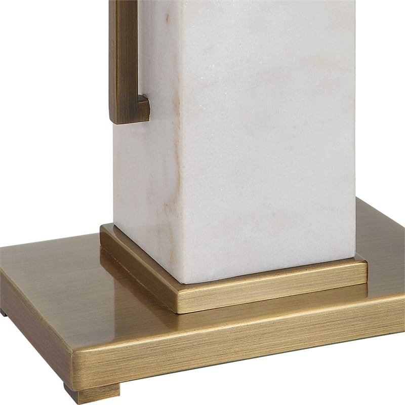 Uttermost Column Metal Steel and Marble Table Lamp in Brass/Gold/White