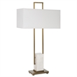 Uttermost Column Metal Steel and Marble Table Lamp in Brass/Gold/White