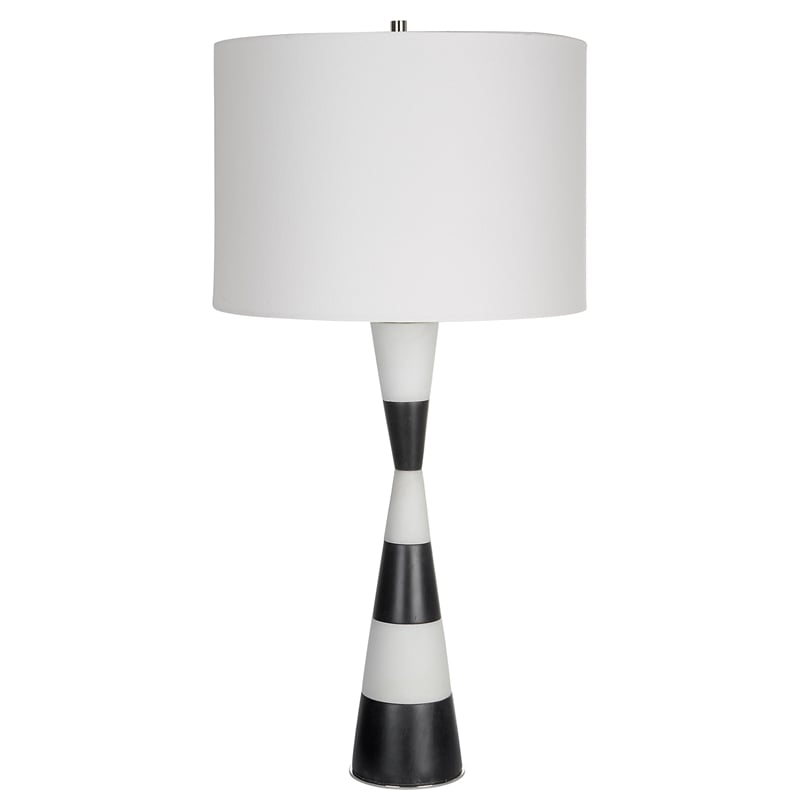 Uttermost Bandeau Contemporary Rice Stone and Resin Table Lamp in Black/White