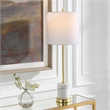 Uttermost Turret Transitional Marble Metal and Fabric Buffet Lamp in Brass/Gold