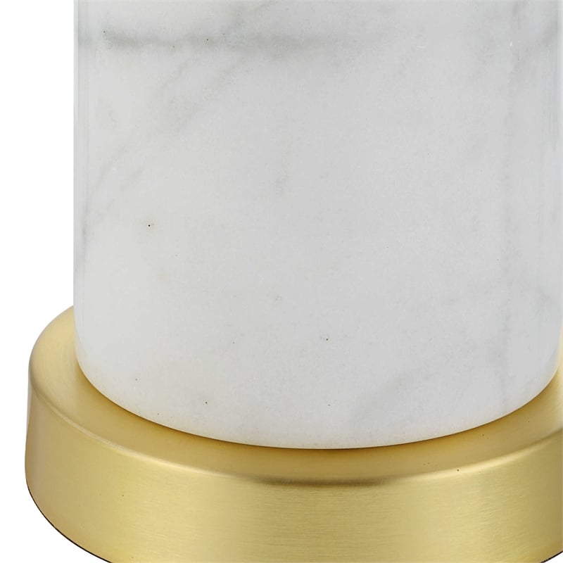 Uttermost Turret Transitional Marble Metal and Fabric Buffet Lamp in Brass/Gold