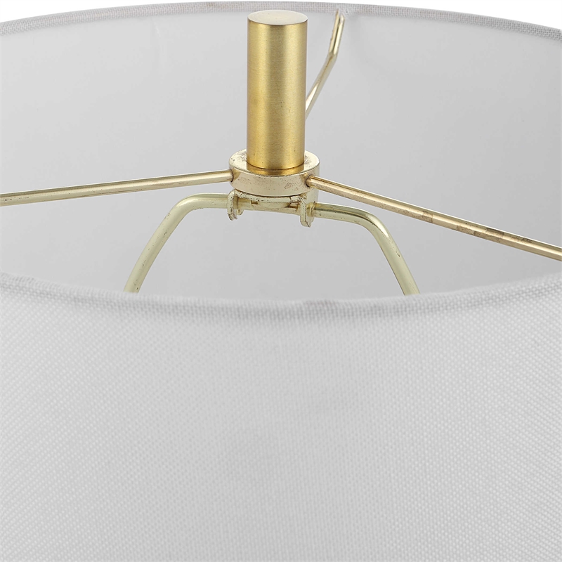Uttermost Turret Transitional Marble Metal and Fabric Buffet Lamp in Brass/Gold
