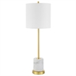 Uttermost Turret Transitional Marble Metal and Fabric Buffet Lamp in Brass/Gold