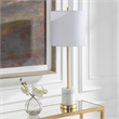 Uttermost Turret Transitional Marble Metal and Fabric Buffet Lamp in Brass/Gold