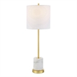 Uttermost Turret Transitional Marble Metal and Fabric Buffet Lamp in Brass/Gold