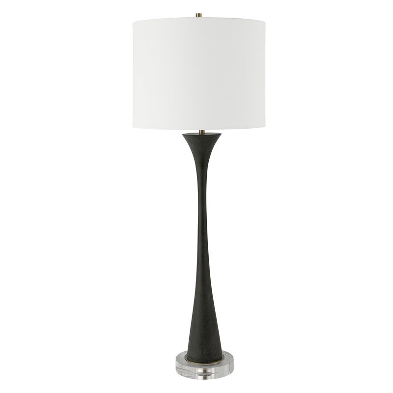 Uttermost Fountain Faux Stone Crystal and Fabric Buffet Lamp in Black