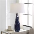 Uttermost Kavos Contemporary Ceramic Iron Fabric Geometric Table Lamp in Blue