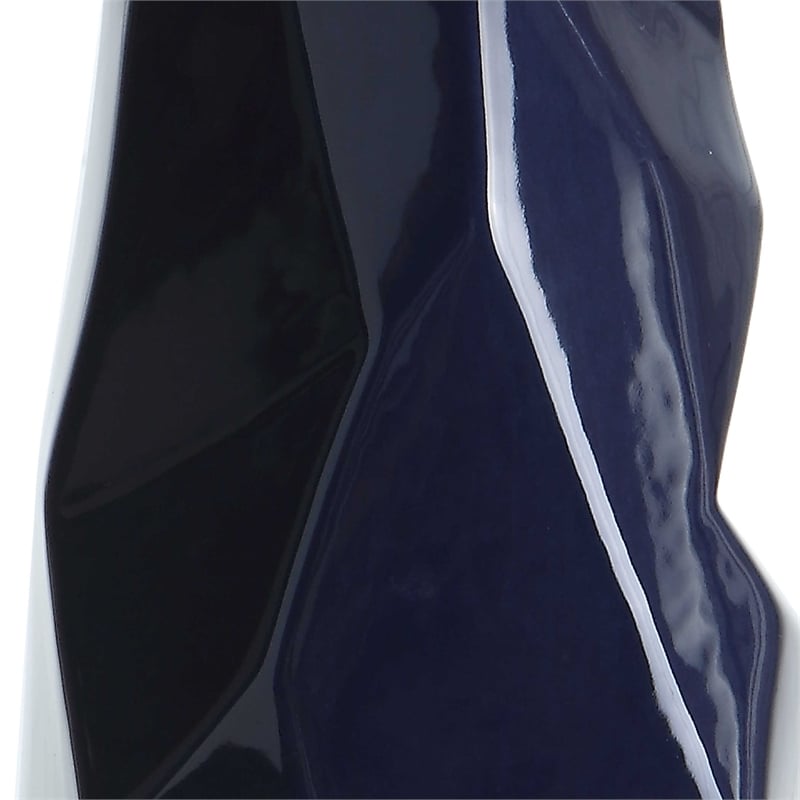 Uttermost Kavos Contemporary Ceramic Iron Fabric Geometric Table Lamp in Blue