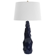 Uttermost Kavos Contemporary Ceramic Iron Fabric Geometric Table Lamp in Blue