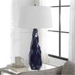 Uttermost Kavos Contemporary Ceramic Iron Fabric Geometric Table Lamp in Blue