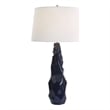 Uttermost Kavos Contemporary Ceramic Iron Fabric Geometric Table Lamp in Blue