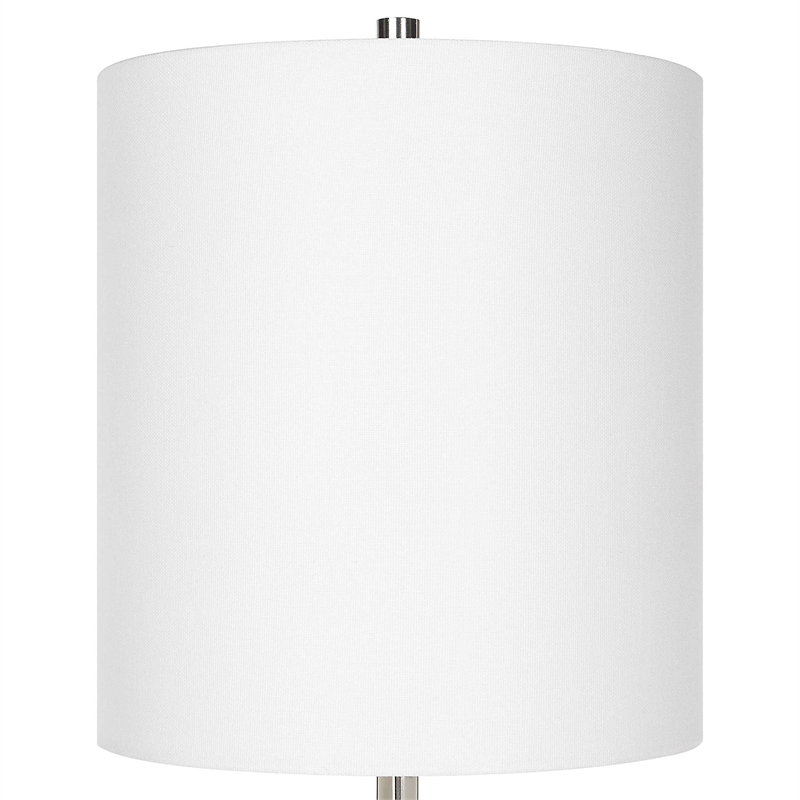 Uttermost Exposition Metal Marble Crystal and Fabric Buffet Lamp in Nickel