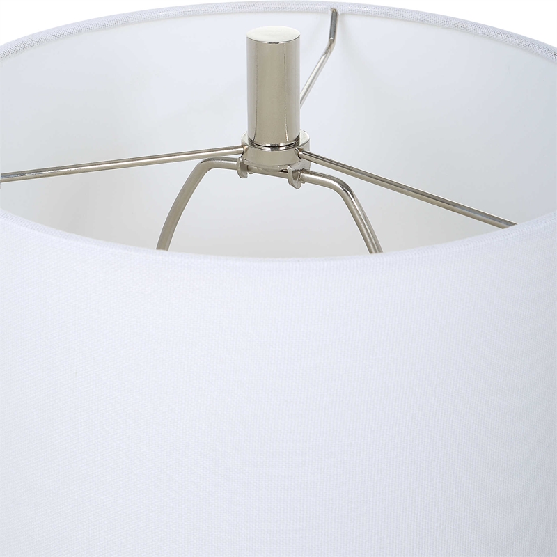 Uttermost Exposition Metal Marble Crystal and Fabric Buffet Lamp in Nickel