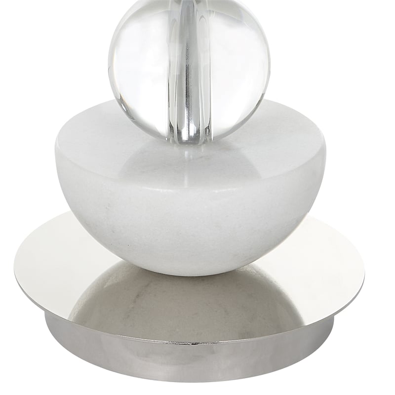Uttermost Exposition Metal Marble Crystal and Fabric Buffet Lamp in Nickel
