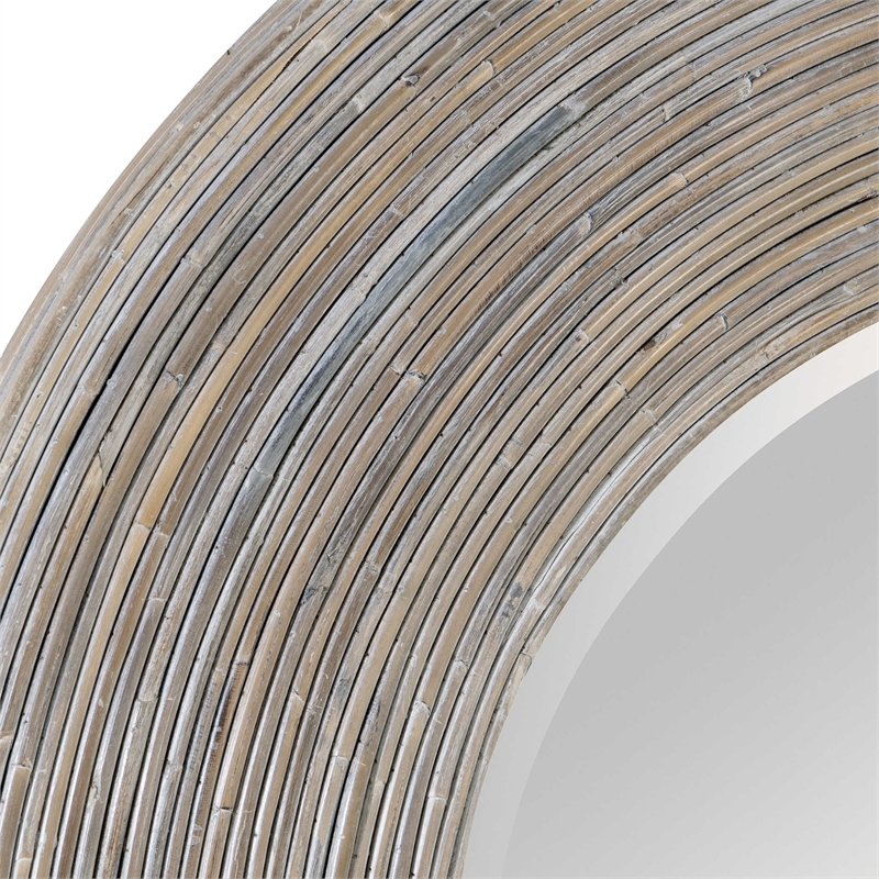 Uttermost Vortex Round Contemporary Wood Mirror in White/Brown