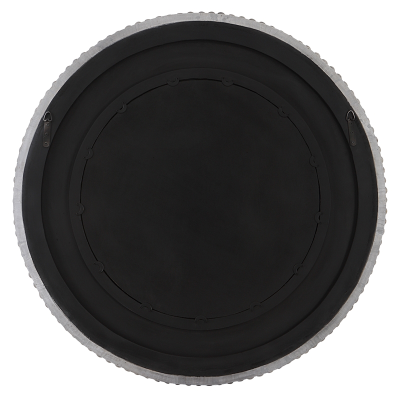 Uttermost Portside Round Farmhouse MDF and Fir Wood Mirror in Gray