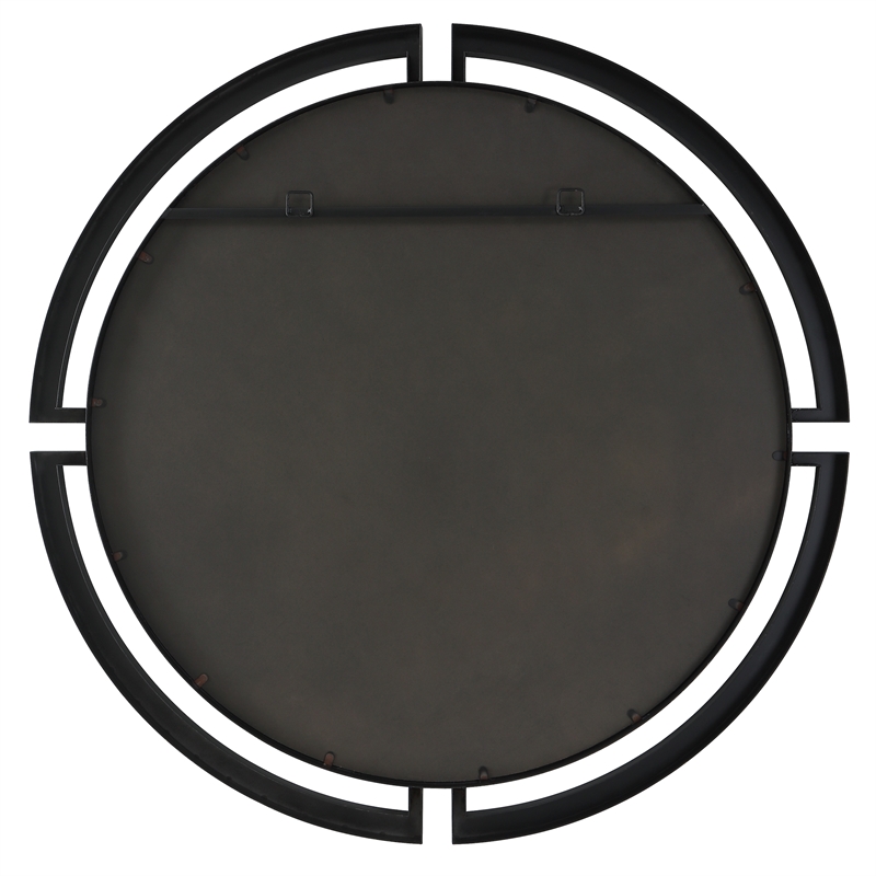 Uttermost Quadrant Round Contemporary MDF and Metal Mirror in Black