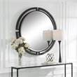 Uttermost Quadrant Round Contemporary MDF and Metal Mirror in Black