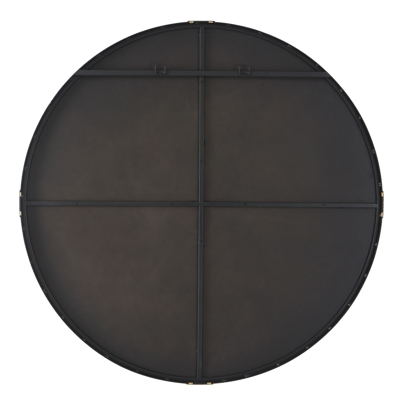 Uttermost Clip Round Contemporary Metal and MDF Mirror in Black/Gold