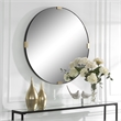 Uttermost Clip Round Contemporary Metal and MDF Mirror in Black/Gold