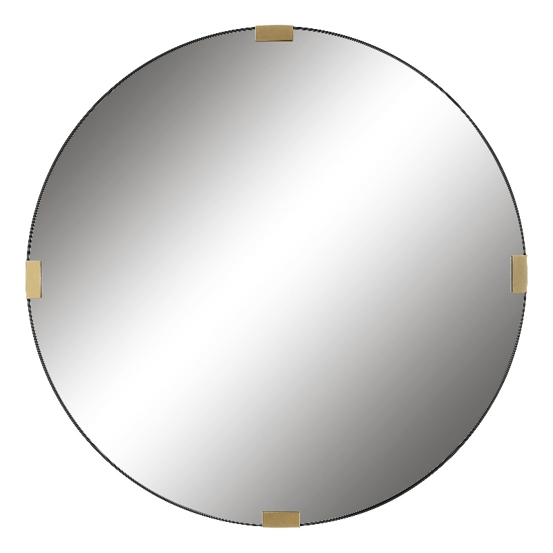 Uttermost Clip Round Contemporary Metal and MDF Mirror in Black/Gold