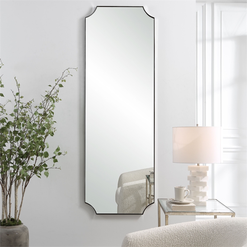 Uttermost Lennox Transitional Metal MDF and Glass Tall Mirror in Nickel/Silver