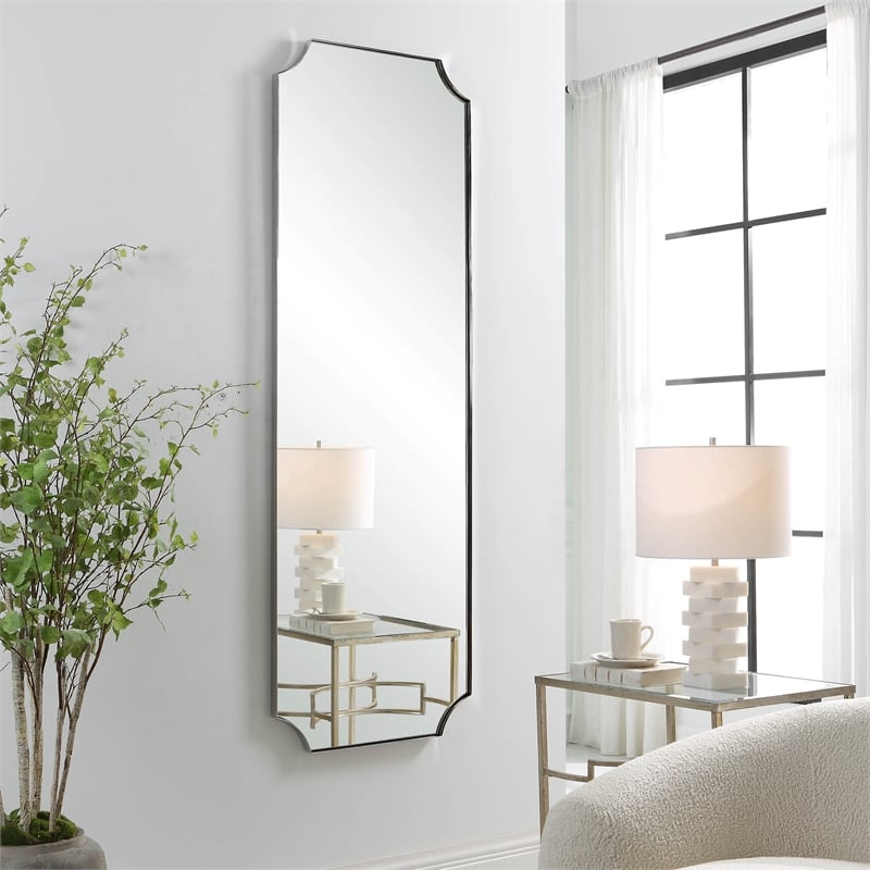 Uttermost Lennox Transitional Metal MDF and Glass Tall Mirror in Nickel/Silver