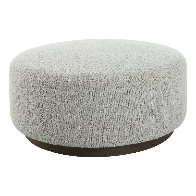 Uttermost Avila Contemporary Wood Foam and Fabric Ottoman in Gray/Woodtone