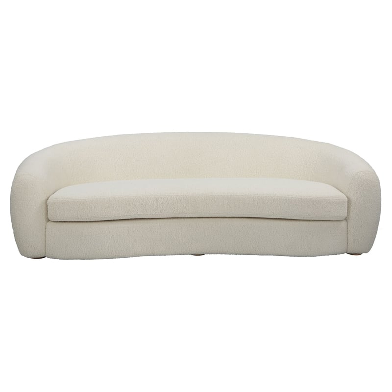 Uttermost Capra Contemporary Fabric and Wood Art Deco Sofa in White