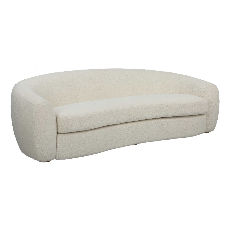 Uttermost Capra Contemporary Fabric and Wood Art Deco Sofa in White