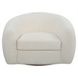 Uttermost Capra Contemporary Fabric and Wood Art Deco Swivel Chair in White