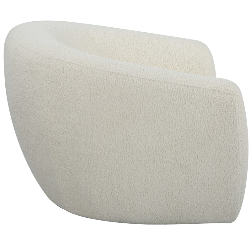 Uttermost Capra Contemporary Fabric and Wood Art Deco Swivel Chair in White