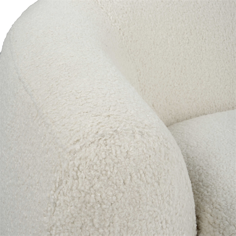 Uttermost Capra Contemporary Fabric and Wood Art Deco Swivel Chair in White