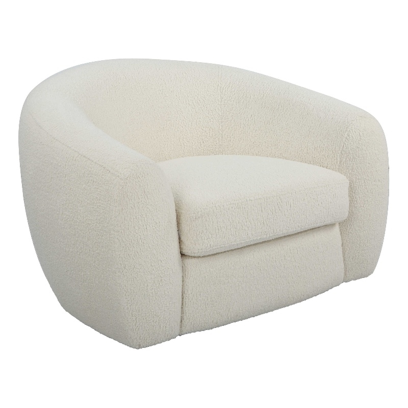 Uttermost Capra Contemporary Fabric and Wood Art Deco Swivel Chair in White