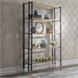 Uttermost Kentmore Contemporary Metal and Tempered Glass Etagere in Black/Gold